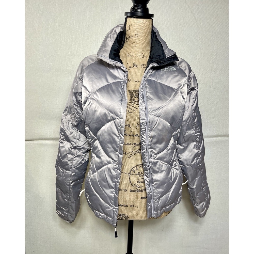 North Face Silver Jacket X-Small Puffy Zip Up
